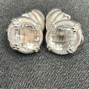 Vintage Stunning Judith Ripka .925 Earrings etched and cz Diamonds never worn